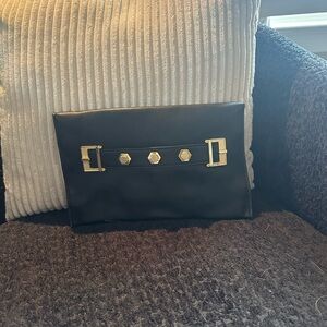 Black Clutch with Gold Accents